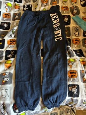 Aeropostale Navy Sweatpants with White AERO NYC Logo